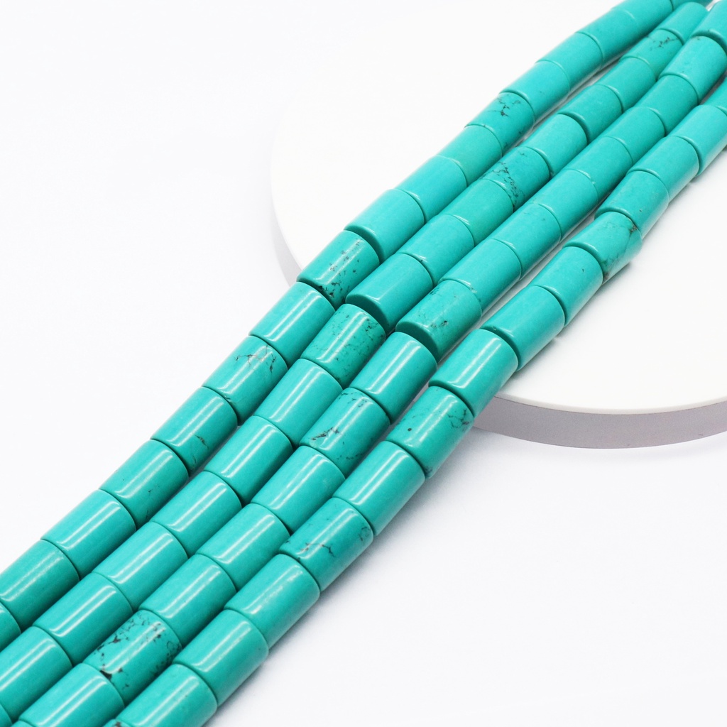 Manik-Manik Batu Turquoise Howlite Size 12x16 mm Bentuk Tabung | Manik Batu Turquoise Howlite Asli B