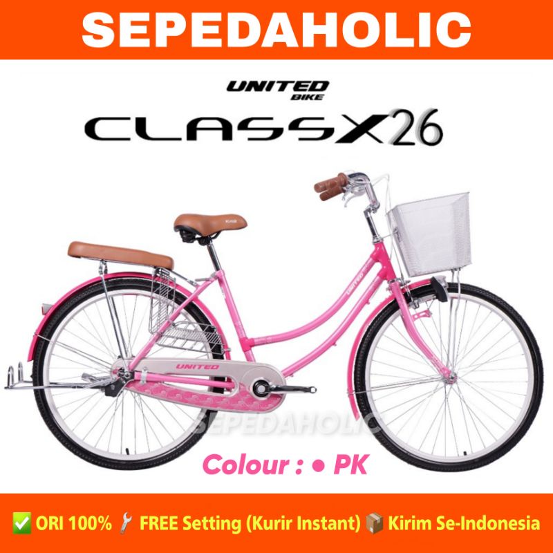 Sepeda Keranjang Dewasa UNITED CLASS X Ukuran 26 Inch City Bike Wanita