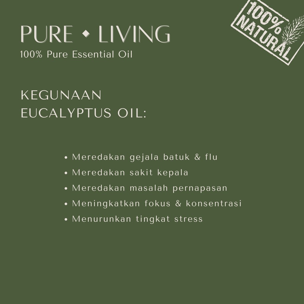 Eucalyptus - 100% Pure Essential Oil 15ml | Batuk &amp; Pilek - Cough &amp; Flu | Aromatherapy Oil 15ml | Pewangi Ruangan | Oil Aromaterapi Diffuser Oil Burner | Minyak Atsiri | Birthday Gift Ideas | Minyak Esensial | Room Fragrance Perfume | Pengharum Ruangan