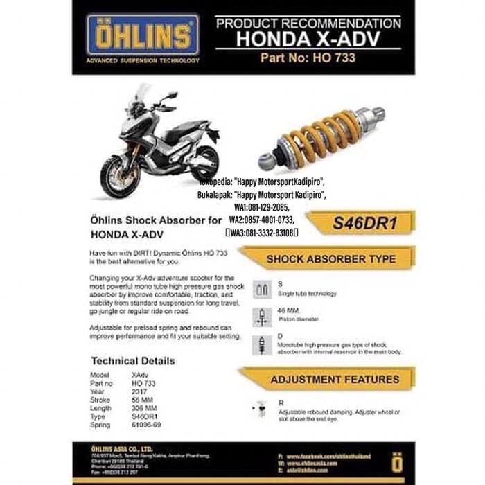 Jual Shok belakang monoshok belakang ohlins original swedia Honda X ADV 75 Berkualitas