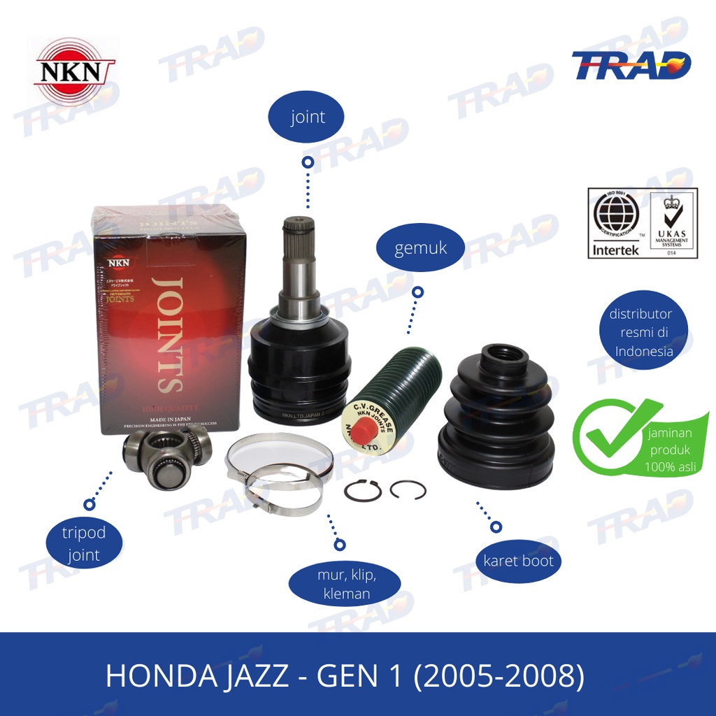 CV Joint As Roda Dalam Kanan Kiri NKN Honda Jazz gen 1