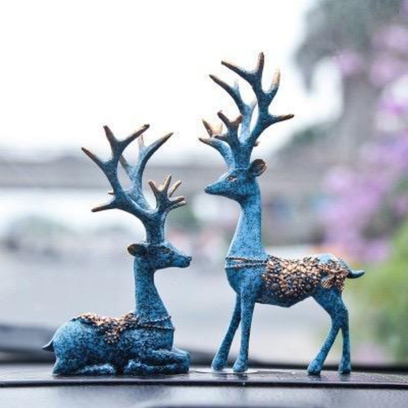 Pajangan Dashboard Mobil / Rumah Rusa Couple Antik Clasic Bahan Plastik Padat