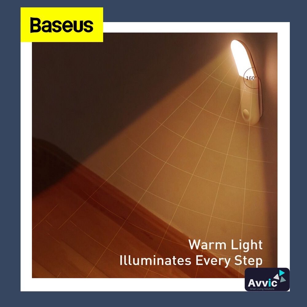 BASEUS Lampu Tidur Darurat Dinding Otomatis Aisle Sunshine Night Light Sensor Human Body