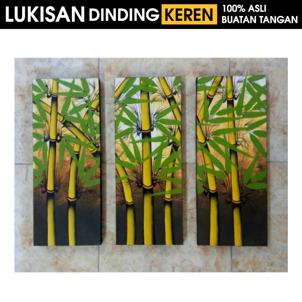 Jual Lukisan Panel Pohon Bambu Coklat Lukisan Dinding Ruang Tamu Kanvas