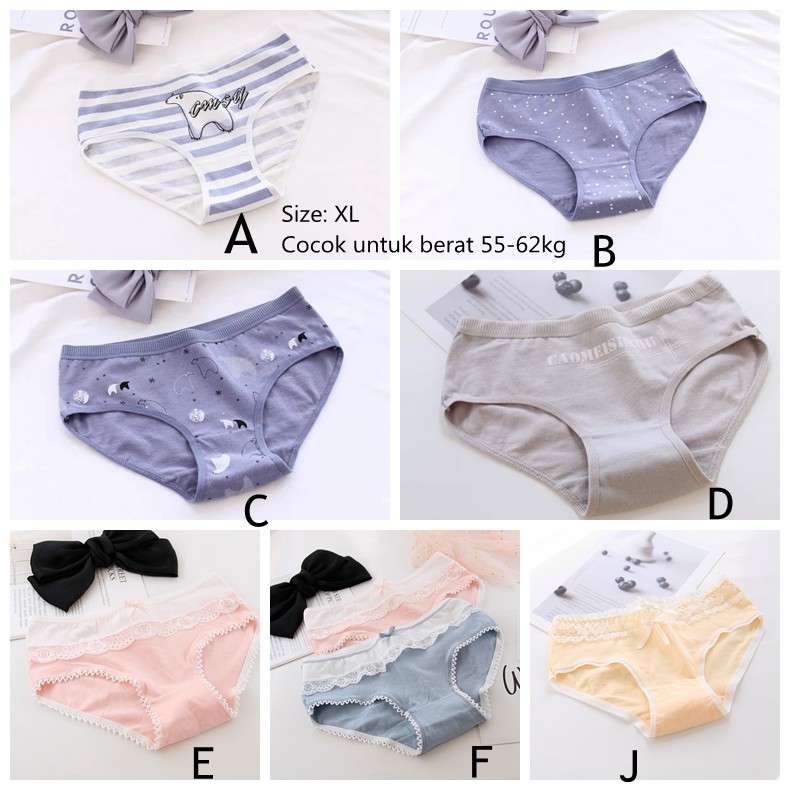 (COD) Celana Dalam Wanita Pakaian dalam Gadis Motif lucu Bahan katun (Size XL) C02