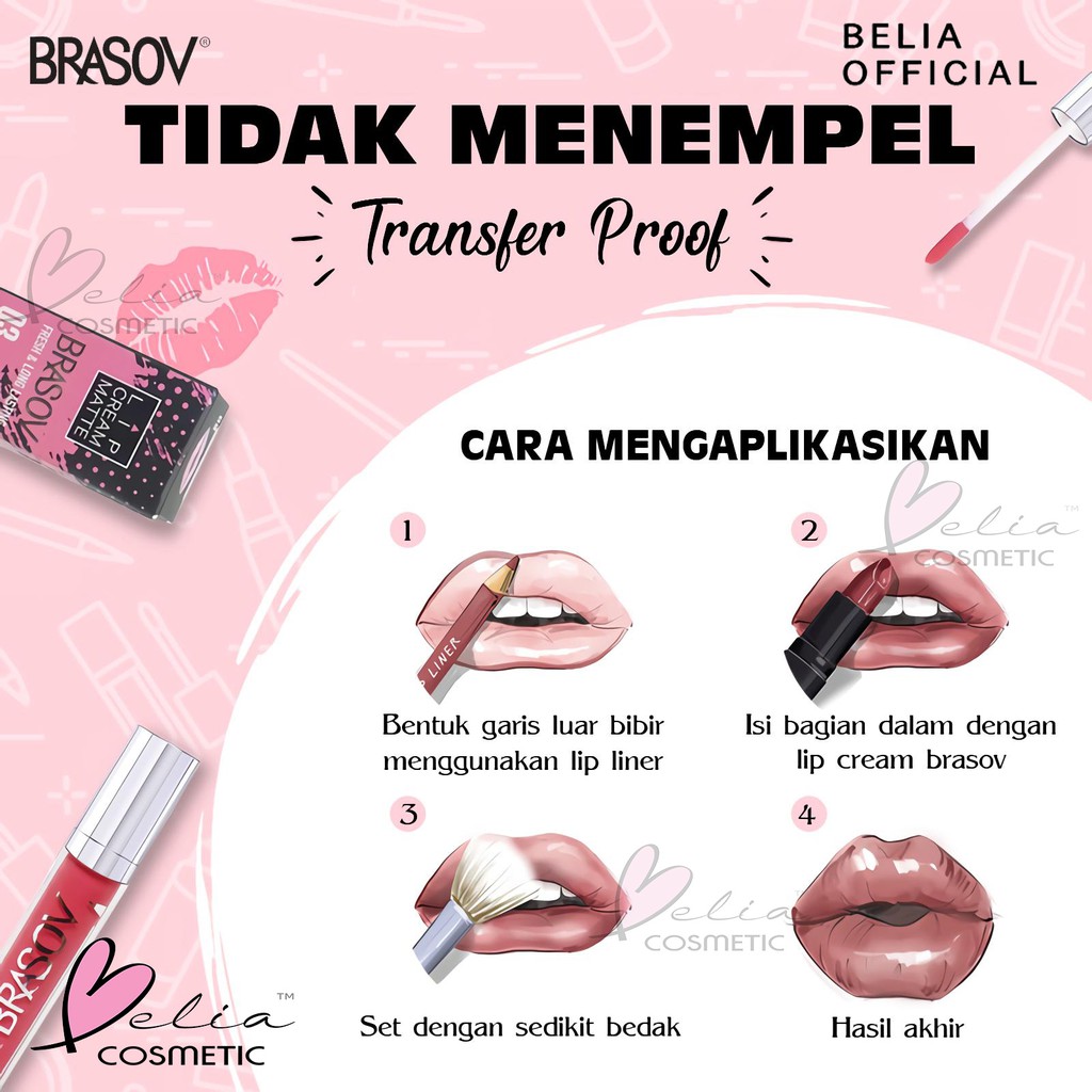 ❤ BELIA ❤ BRASOV (✔️BPOM) Lip Cream Matte Fresh &amp; Long Lasting 6g | lipcream mate brasov