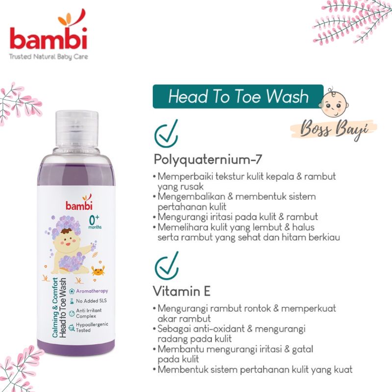 BAMBI - Calming and Comfort Head To Toe Wash 200ml / Sabun Shampoo Bayi