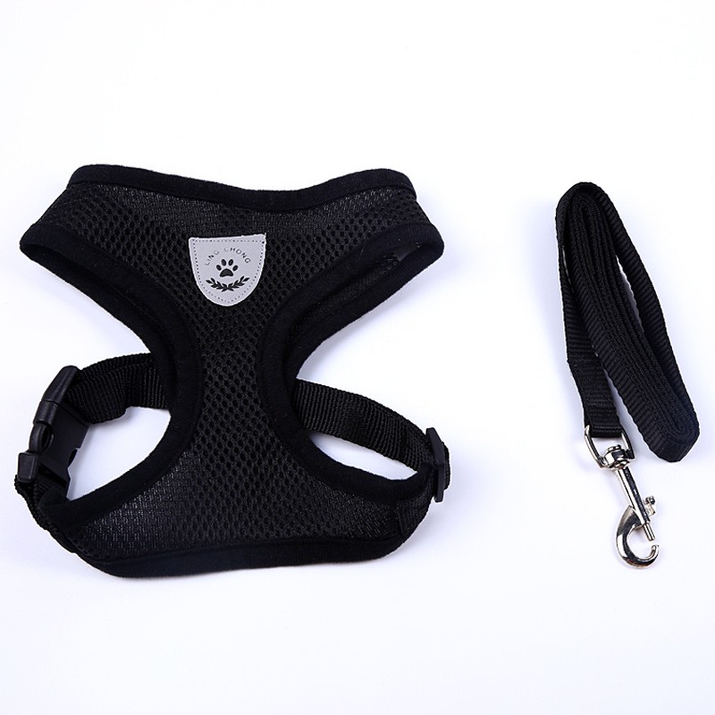 Rompi Harness Bahan Mesh Breathable Dengan Tali Tuntun Untuk Anjing Chihuahua Pug Bulldog