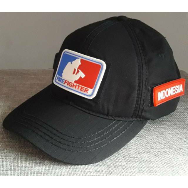 TOPI FIRE FIGHTER - TOPI FIRE FIGHTER 3PATCH VELCRO HITAM