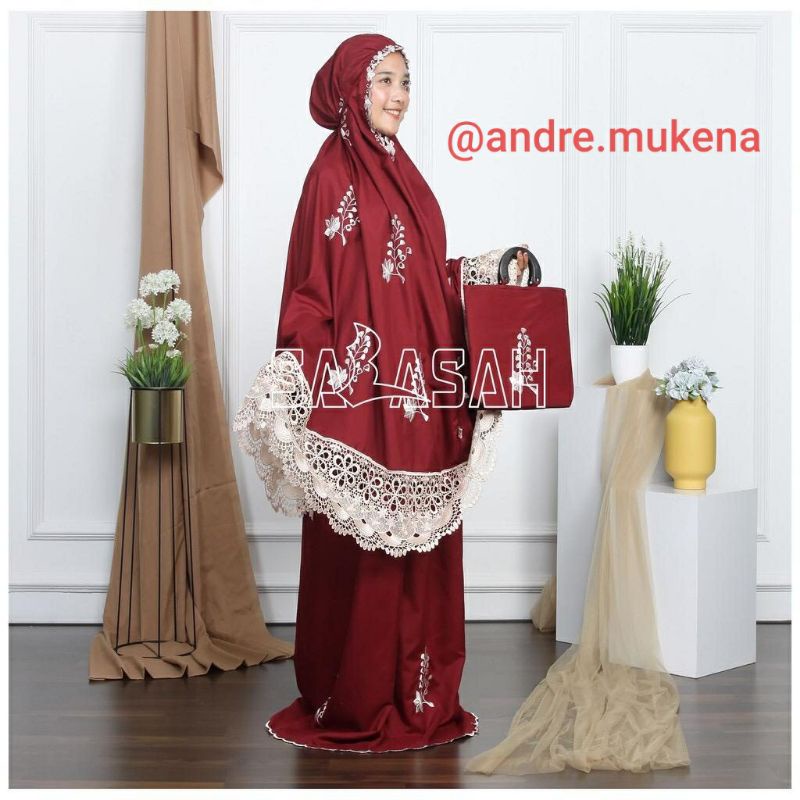 mukena dewasa bordir manual anggur katun jasmin/mukenah jumbo bodir padang mewah seserahan hantaran