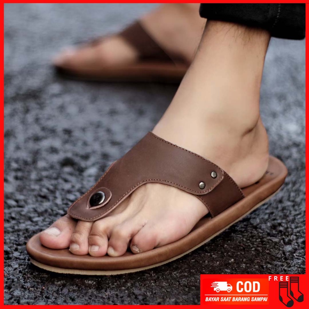 MOLK|Sandal Kulit Pria Santai Kasual Original Brand Distro Murah Sendal Pria Keren Hangout Jalan