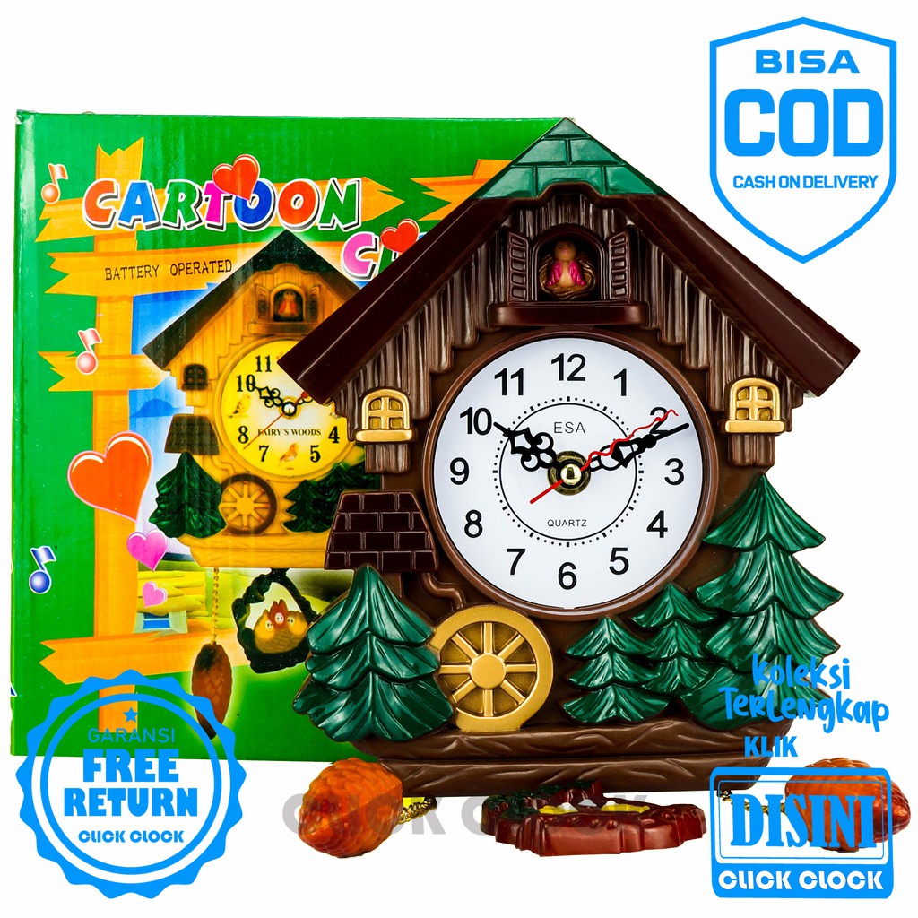 Jam Dinding Bell Bell Bandul Wall Clock Dekorasi Rumah Bagus ESA E-22