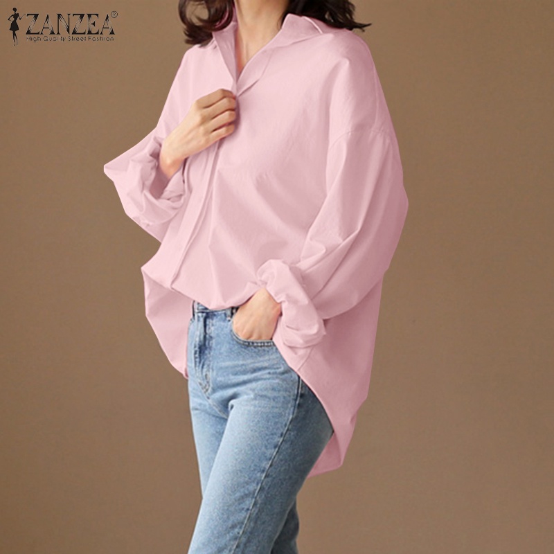 ZANZEA Women Turn-Down-Collar Casual Long Sleeve Button Cuffs OL Blouse