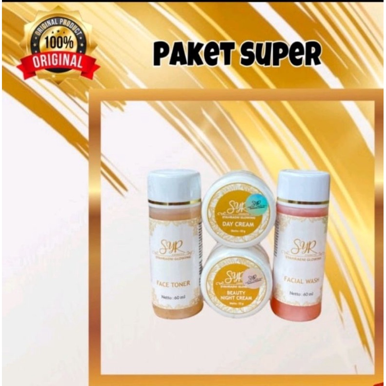 BISA COD BPOM Skincare paket super syr cream syahreni glowing ori 1 set krim wajah bedak syahraeni g