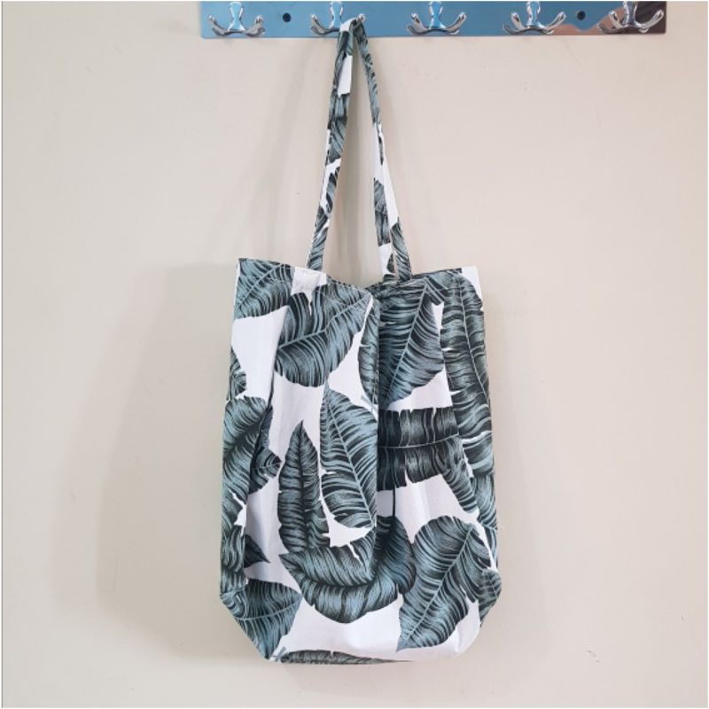 Nudiebag Totebag Besar Polos Kanvas Motif Hitam Ada Resleting