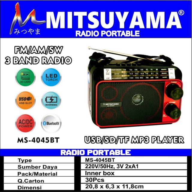 Radio speaker Bluetooth MP3 Mitsuyama MS 4045BT
