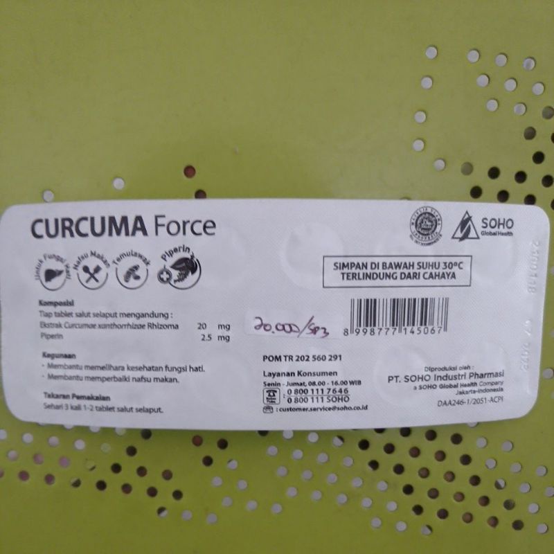 CURCUMA Force Tablet (Memperbaiki, Menambah Nafsu Makan &amp; Memelihara Fungsi Hati)