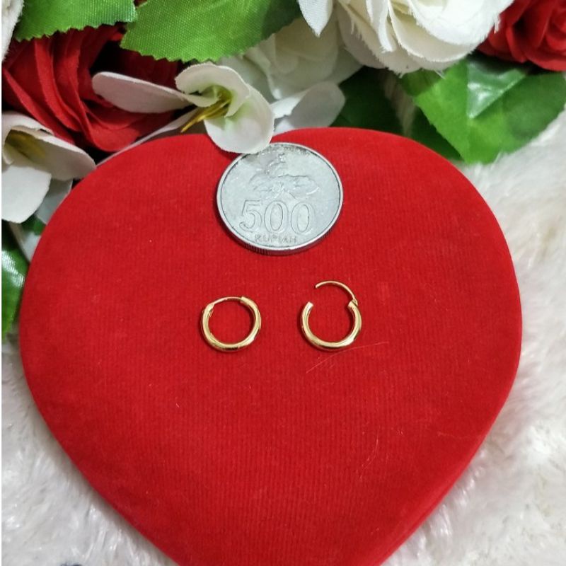 Anting bayi bulat polos anak perempuan warna gold