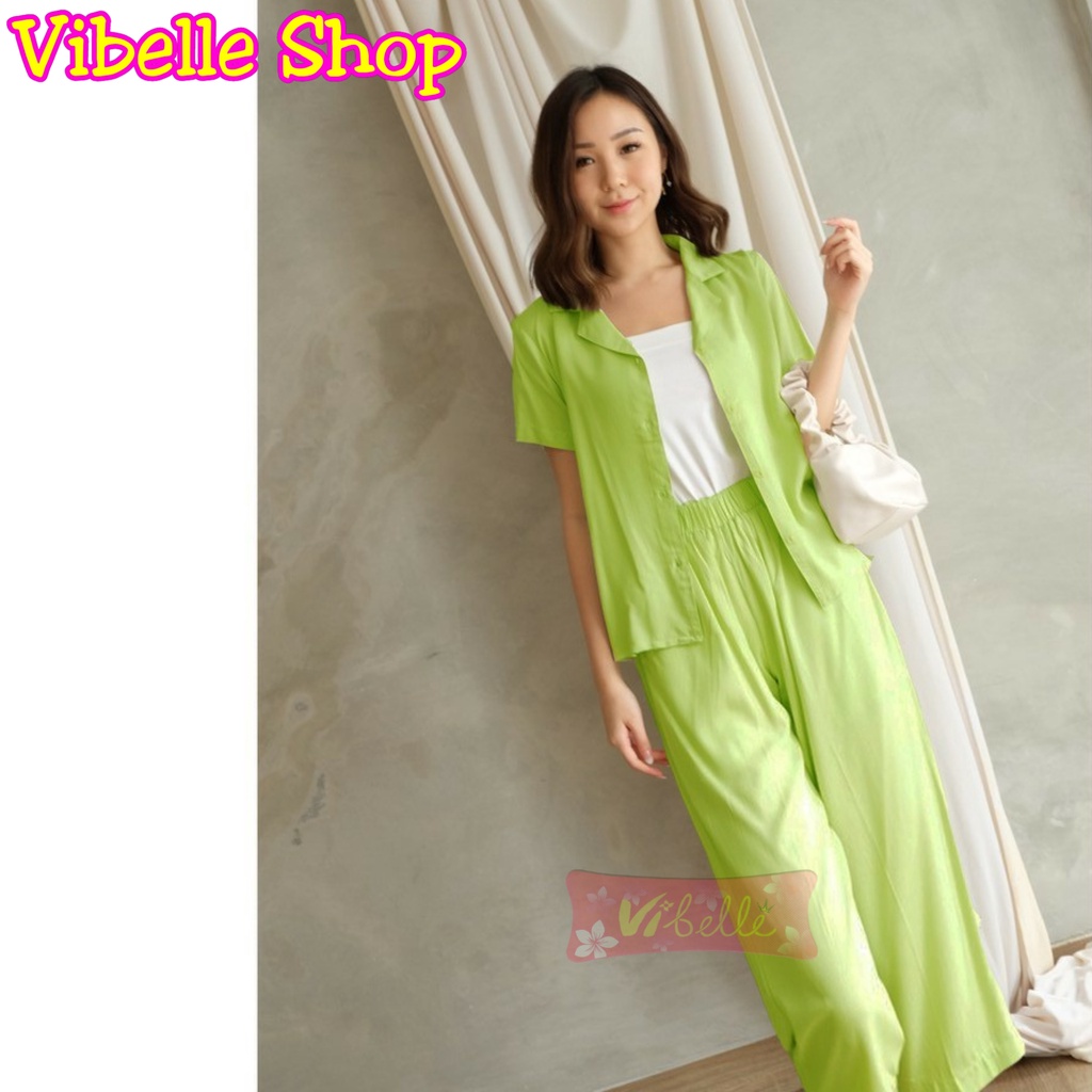 VIBELLE SHOP STELAN PIYAMA CP SET KEMEJA POLOS WANITA HARGA PROMO BAJU TIDUR SUPER MURAH-7