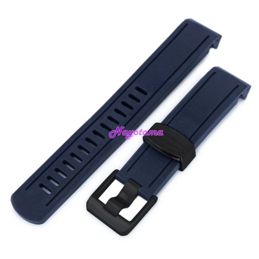 20mm CRAFTER BLUE CB02 Rubber Strap Biru Navy Seiko Sumo Black Buckle
