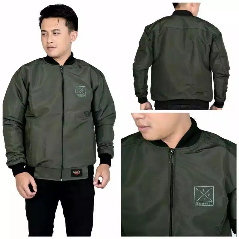 JAKET BOMBER PRIA POLOS CASUAL JAKET PARASUT COWO OUTDDOR REBEL ID WATERPROOF DISTRO