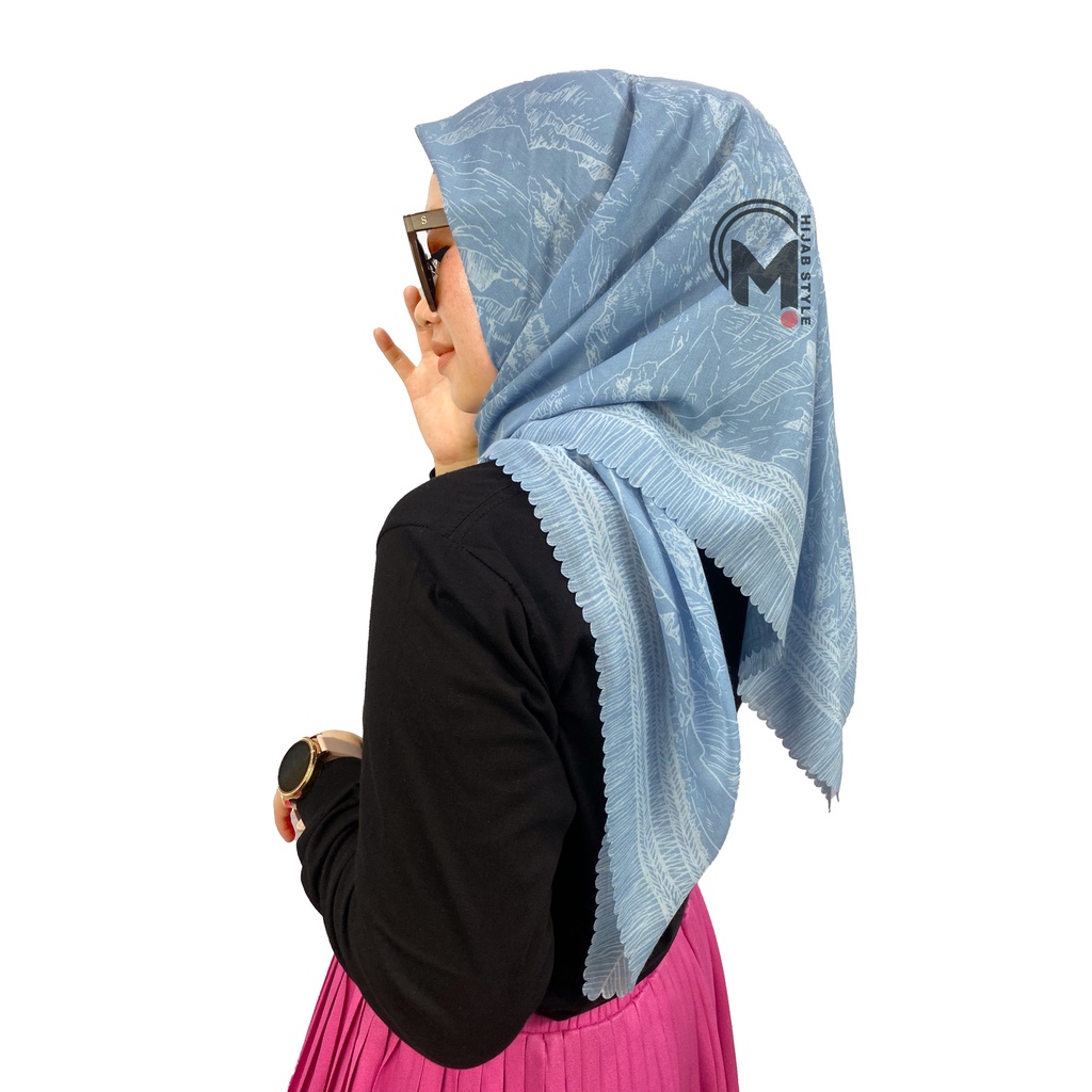 Hijab Voal Motif DAUN II Mecca Hijab Voal Segi Empat Motip DAUN Lasercut Printing Premium II Kerudung Segi Empat Motif