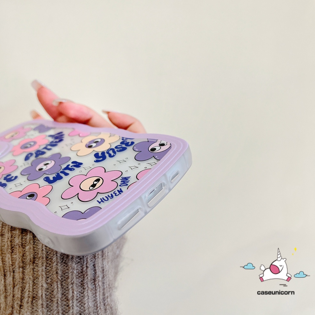 Casing Untuk Realme C53 C15 10 C12 C55 C25 C35 C21Y C25Y C25s C11 2021 C20 C20A C3 5s 5 5i 6i C20A C11 C1 New Wavy Edge Ins Korea Kartun Lucu Smiley Flower Soft Phone Case