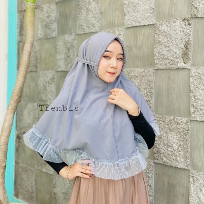 (BISA COD) BERGO LIPIT DOTY / Bergo Maryam Lipit Rempel Dotty Diamond Premium-B. DOTTY silver