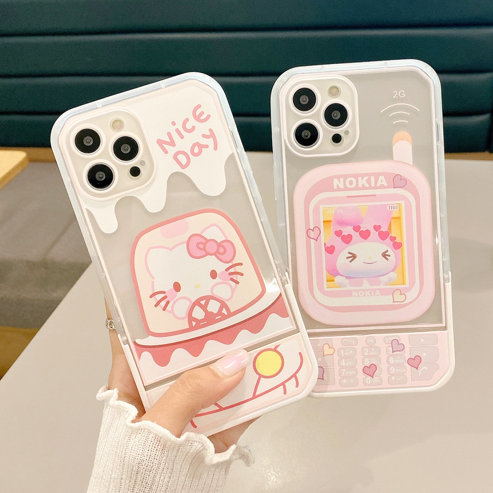 Soft Case Bracket Stand Holder Desain Kartun Kucing Tahan Banting Untuk iPhone 11 12 13 14 Pro Max 6 6S Plus 7 8 14 Plus XR X Xs Max SE 2020 2022