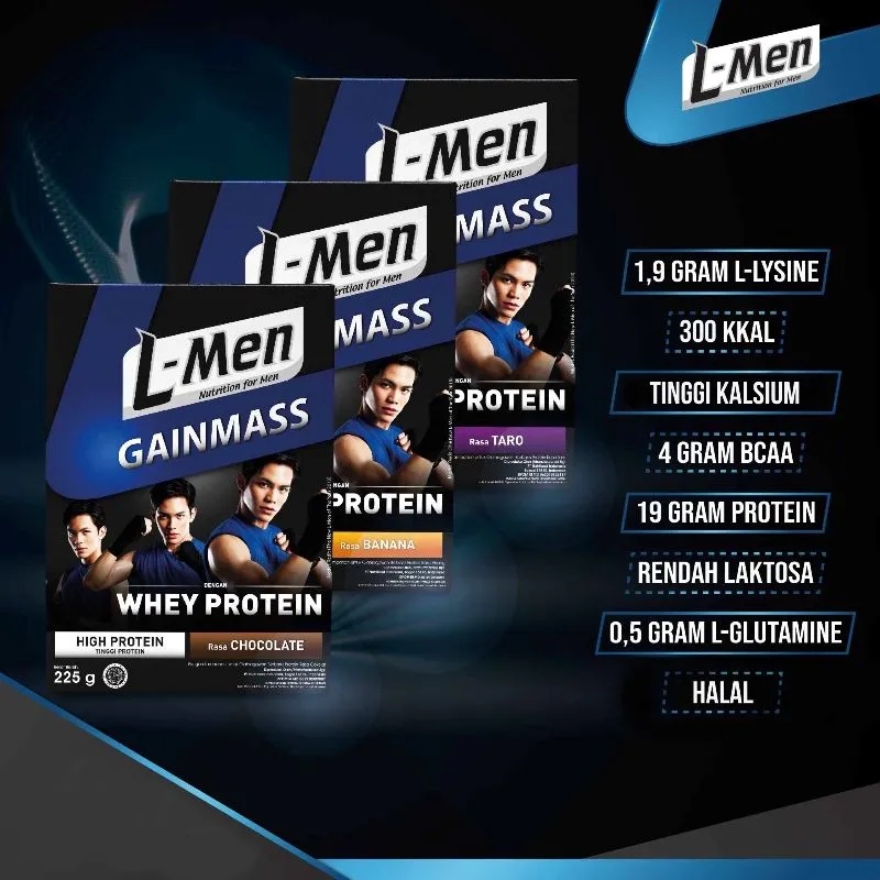 L-Men Gain Mass 500 gram &amp; 800 gram - Lmen GainMass Suplemen Penambah Massa Otot Tinggi Whey Protein