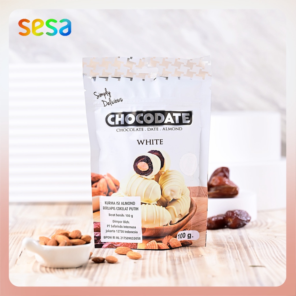 

Chocodate - Coklat Kurma Almond White 100 g