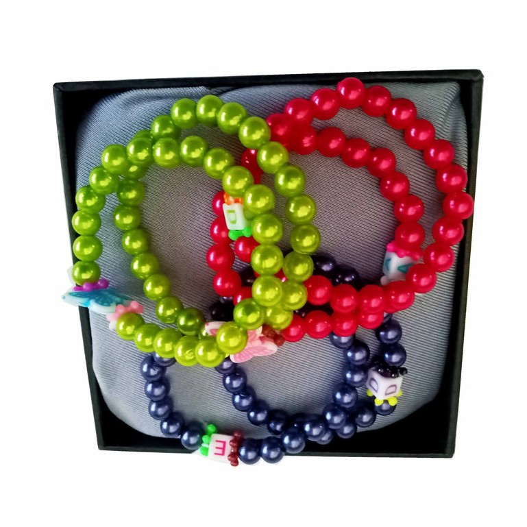 Isi 6 pcs Gelang Anak seri Mutiara Sintetis Multiwarna