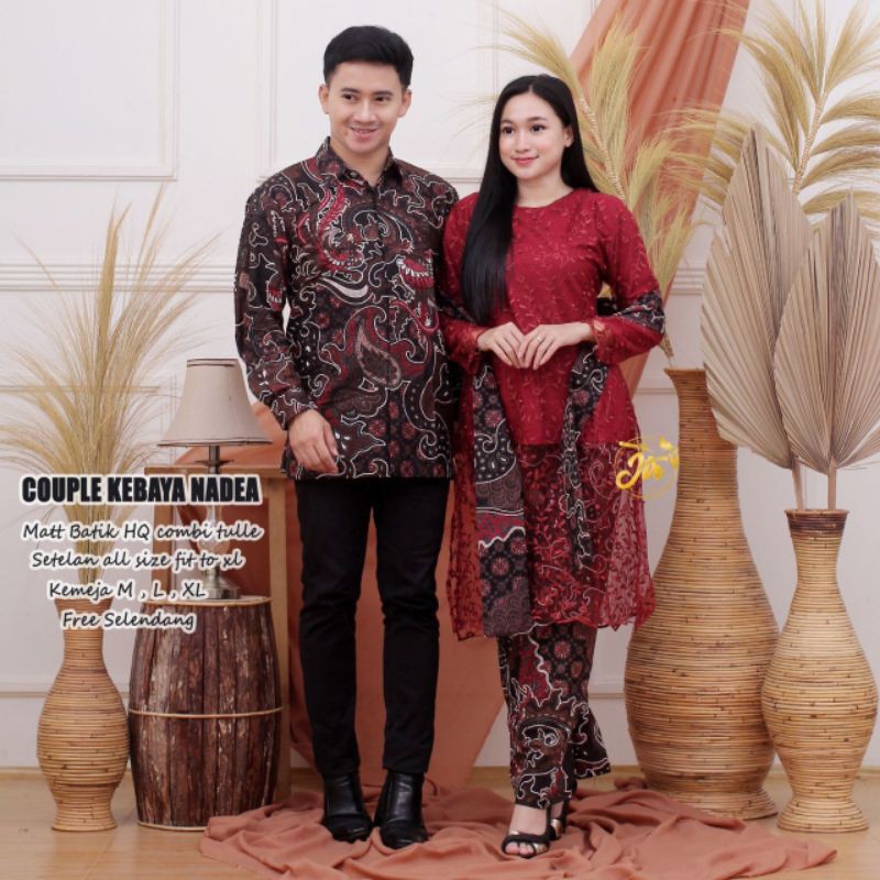 BAJU COUPLE BROKAT SELENDANG MODERN COUPLE MODERN BATIK PLIKET