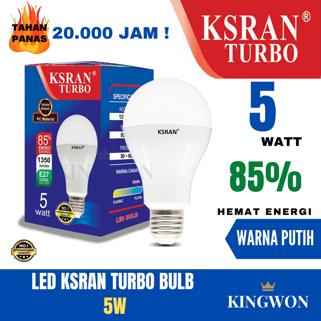 KSRAN Lampu LED 5 watt TURBO - Putih BULB