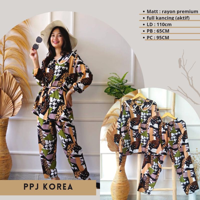 Piyama Korea Celana Lengan Panjang / Babydoll Full Kancing / Set Pajamas Wanita Busui
