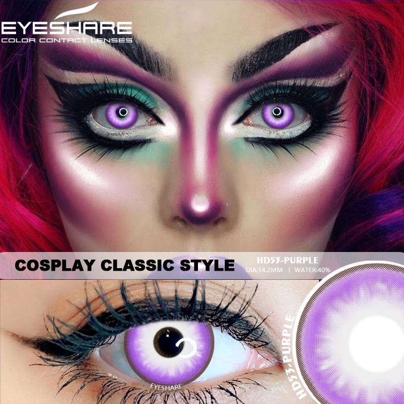 [✅COD] HD53 Softlens Kontak Lensa berwarna anime cosplay game halloween Costumes series softlens mata korea normal minus (0.00) CRAZY color free lenscase