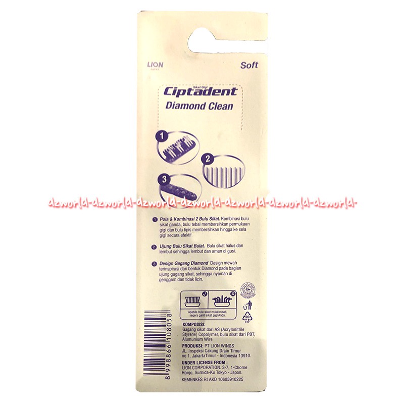 Ciptadent Diamond Clean Tootbrush 3pcs Sikat Gigi Bening Transparan