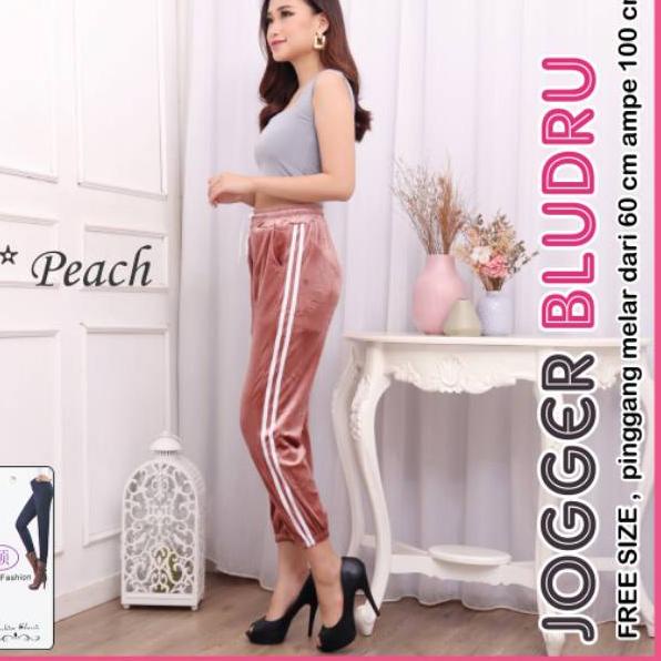 ☁ Jogger velvet bludru wanita / Jogger lis putih / jogger stripe putih / Jogger Wanita ✧