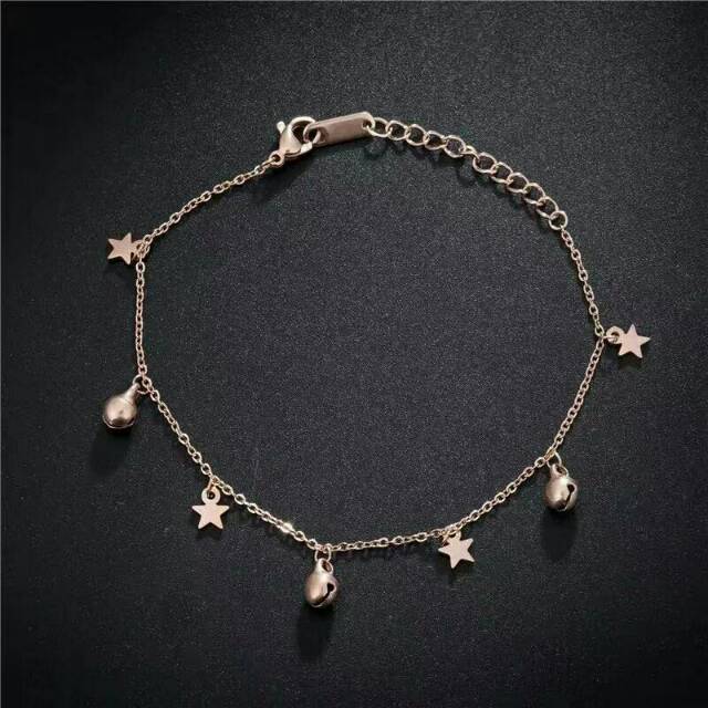 GG Gelang Kaki Aksen Bintang Titanium Lapis Emas 18k#GK-106