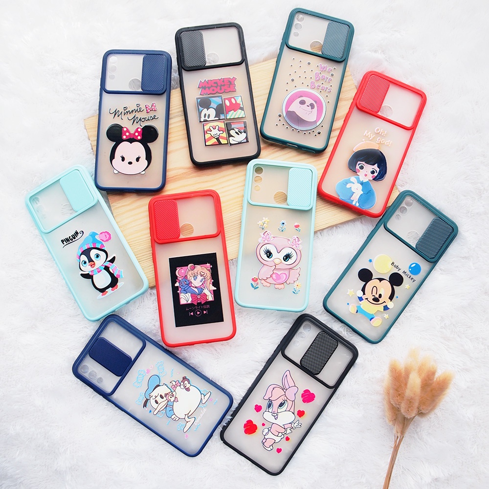 CASE SLIDE KARAKTER XIAOMI REDMI 9  9T 9A 9C 10 X3 M3 NOTE 10 10PRO 9PRO 8PRO M110T RUBBER GAMBAR