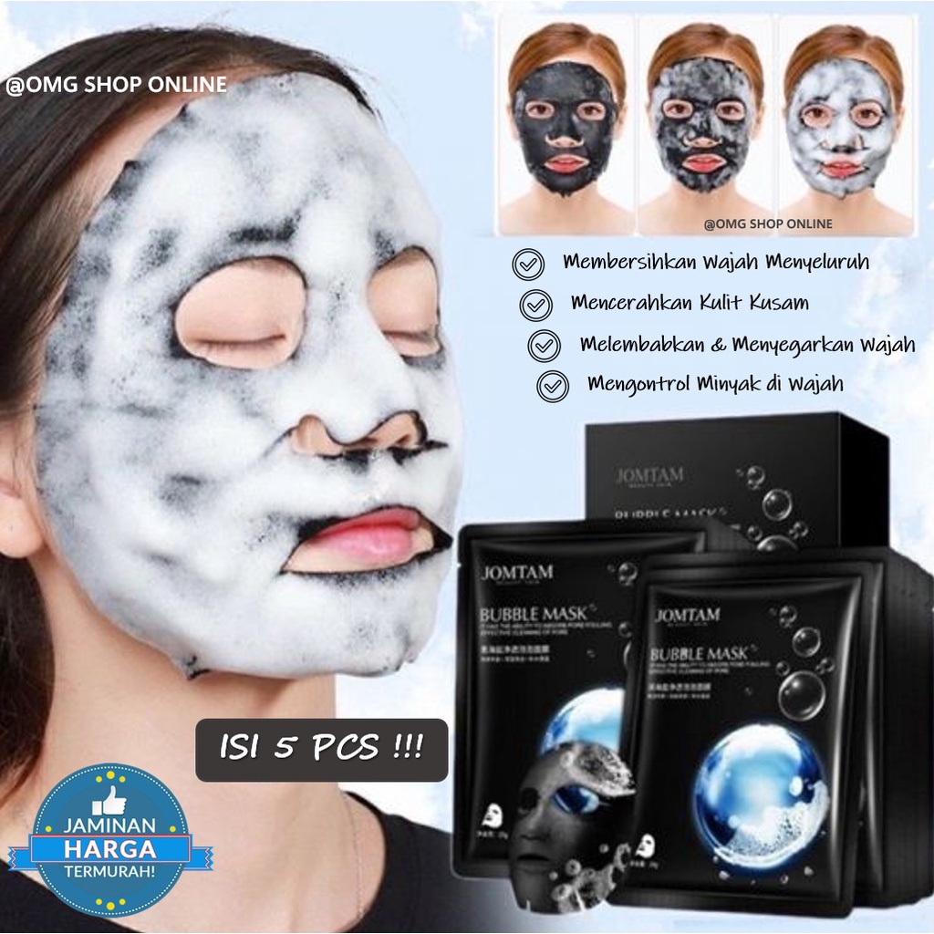 Isi 5 Pcs TERMURAH !! JOMTAM Bubble Mask Masker Wajah Gelembung Amino Oksigen / Masker Wajah Pemutih dan Glowing JOMTAM / Masker Wajah Viral Masker Komedo Sheet Mask Masker Images Bubble Mask Amino Acid Skincare Alami - Masker Wajah Organik Korea