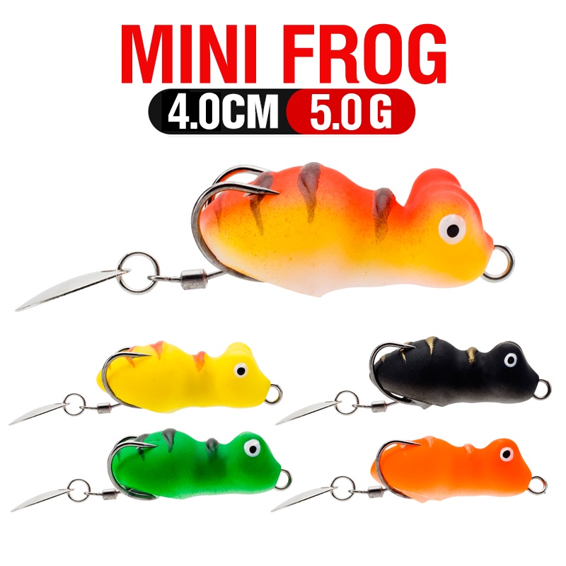 1pc Umpan Pancing Softlure Bentuk Kodok Mata 3D 5 Warna 4cm / 5g Dengan Kail Ganda