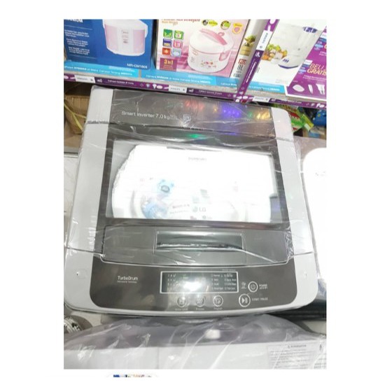 LG Mesin Cuci 1 Tabung Top Loading 7kg Smart Inverter T2107VSPCK