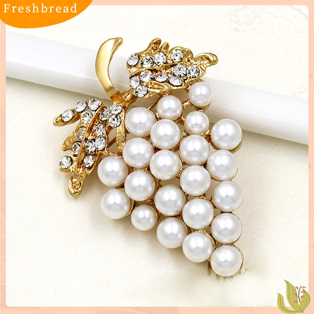 Terlaris Elegant Women Faux Pearl Rhinestone Grapes Brooch Pin Dress Scarf Accessory