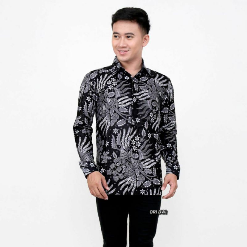 PROMO BATIK COUPLE KELUARGA SARIMBIT sania ruffle batik ori ndoro jowi motif MANGGAR ABU-KEMEJA PANJANG