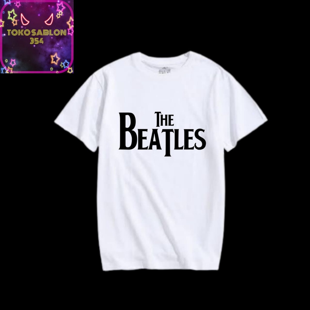 kaos baju band THE BEATLES logo tulisan THE BEATLES black white h&m tee music musisi blues BEST SELL