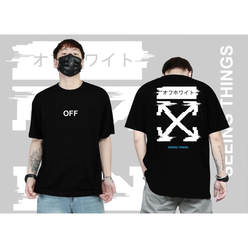 KAOS OFF WHITE BAJU KAOS T SHIRT PRIA WANITA DISTRO OFF WHITE PREMIUM ORIGINAL HITAM PUTIH MERAH XL