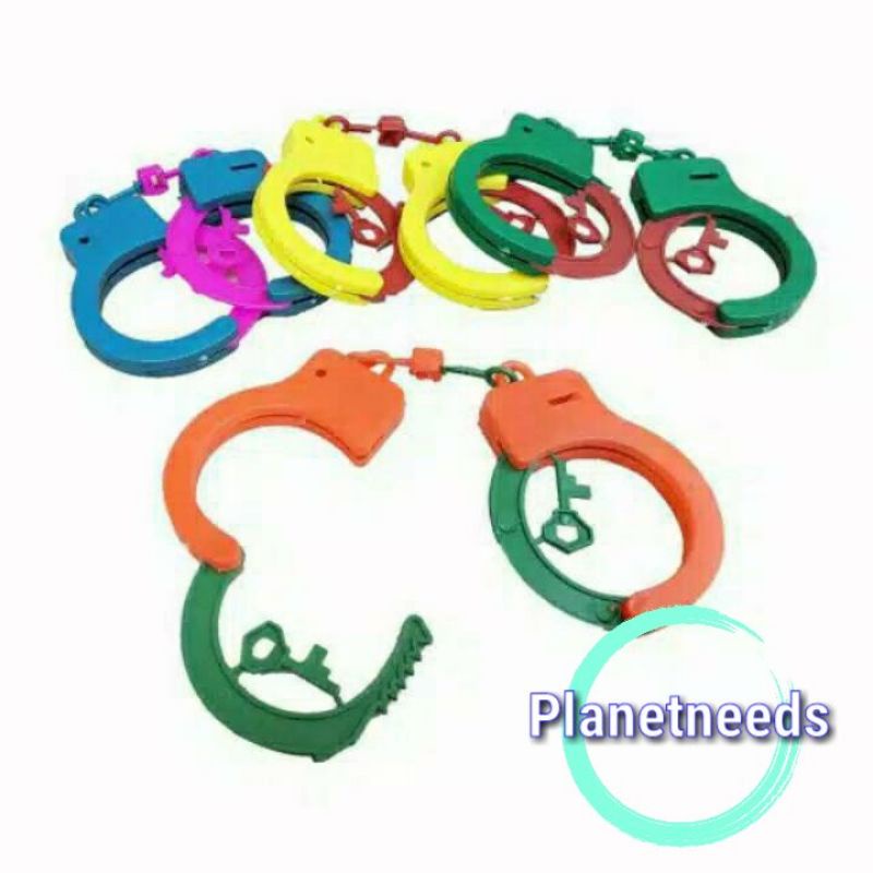 Mainan Anak Borgol Polisi Plastik Lengkap dengan Kunci Borgol Borgolan Mainan Edukasi Anak