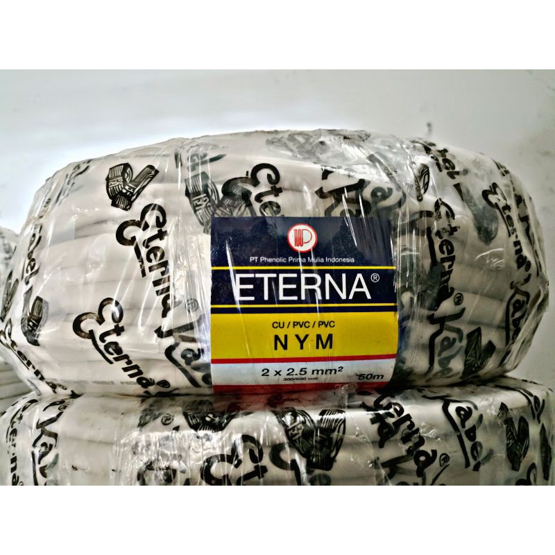 ( Harga 1 Roll )@50mtr Kabel ETERNA NYM Tembaga 2 x 2,5 Lidi asli full tembaga SNI Original Cable