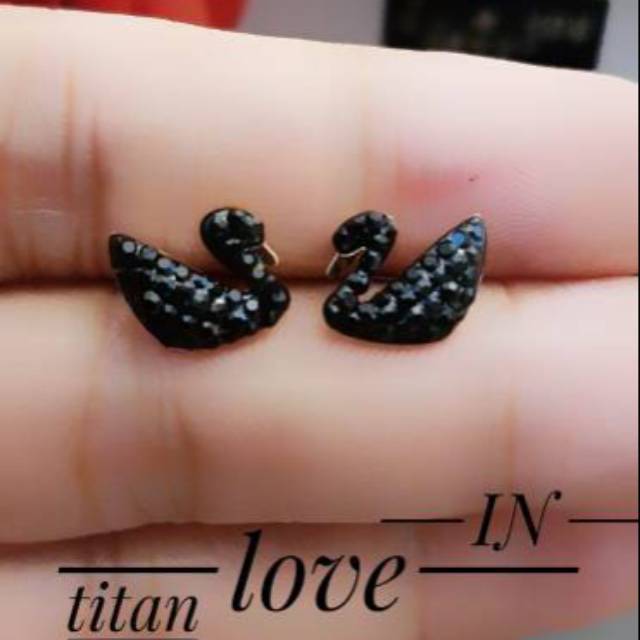 Titanium anting bebek lapis emas 24k 0417